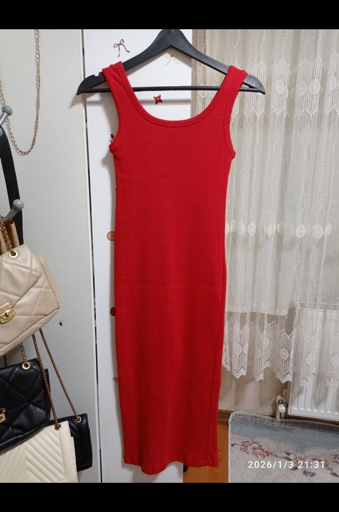 Kırmızı Kadın Elbise - Görsel 4