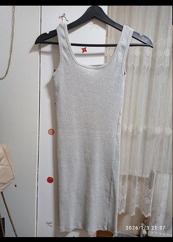 Gri Midi Kadın Triko Elbise - Görsel 5