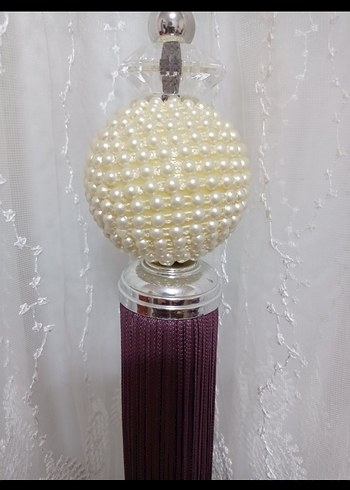 Mor İşlemeli Parlak Perde Bağı - Görsel 3