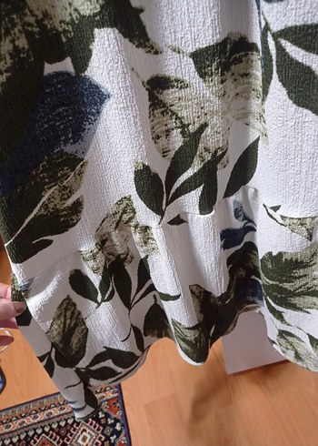 Haki Krem Çiçekli Kare Yaka Uzun Elbise - Görsel 7