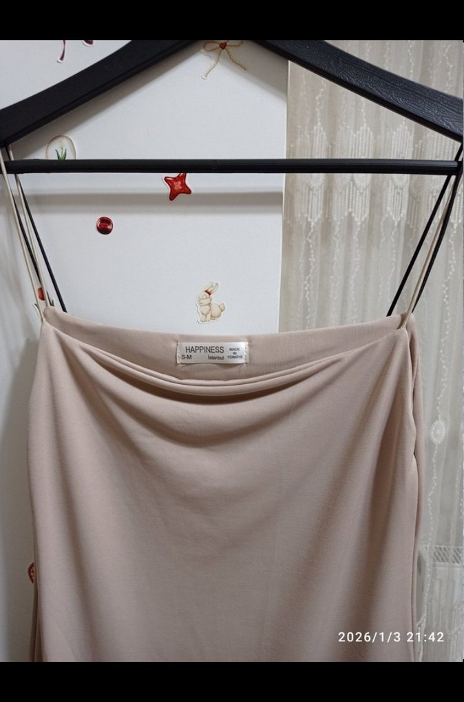 Siyah Midi İnce Askılı Elbise - Görsel 3