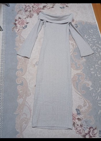 Gri Uzun Triko Kadın Elbise - Görsel 6