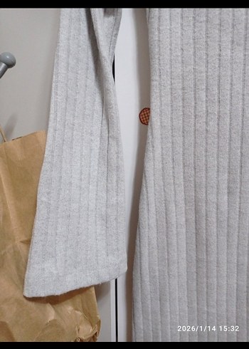 Gri Uzun Triko Kadın Elbise - Görsel 3