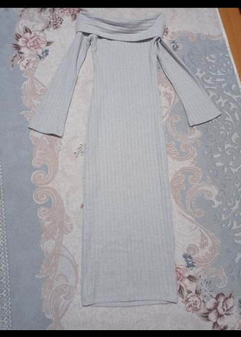 Gri Uzun Triko Kadın Elbise - Görsel 8