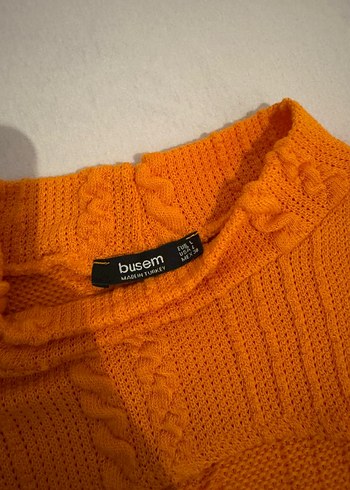 Sarı Yüksek Yakalı Örgü Kadın Kazak - Görsel 3