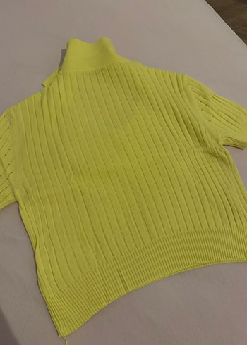 Sarı V Yakalı Kadın Triko Kazak - Görsel 3