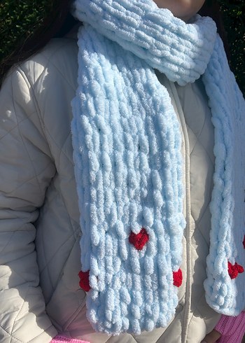 Mavi Örgü Kadın Şal - Görsel 3