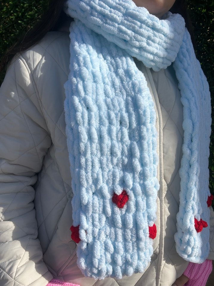 Mavi Örgü Kadın Şal - Görsel 3