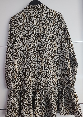 Leopar Desenli Uzun Kollu Mini Elbise - Görsel 3