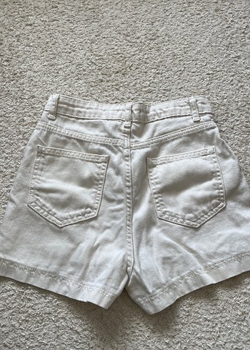 Kadın krem  Mini Kot Şort - Görsel 2