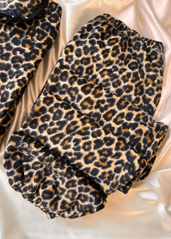 Leopar Desenli Polar Kadın  Pijama Takımı - Görsel 2