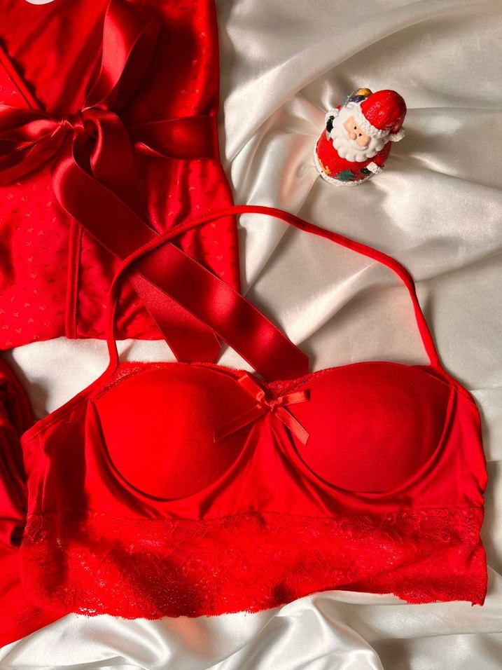 Kırmızı üçlü Pijama Takımı - Görsel 2