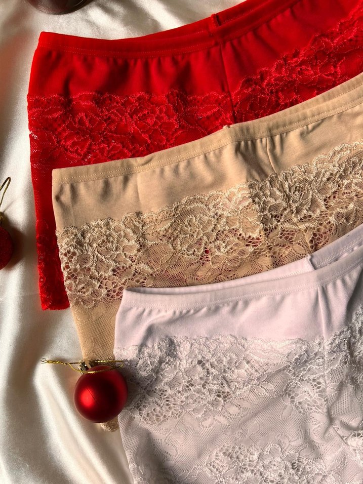 Kırmızı Dantel Detaylı Mini Kadın Boxer - Görsel 4