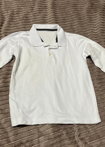 5 Yaş Beden beyaz Renk Erkek Çocuk Beyaz Kısa Kollu Polo Tişört