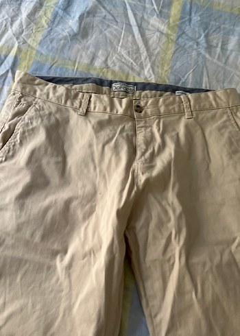 38 Beden Bej Regular Fit Erkek Keten Pantolon