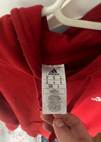 Erkek Kırmızı Adidas Kapüşonlu Sweatshirt - Görsel 3