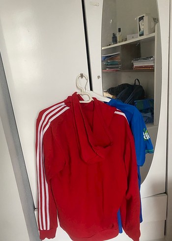 Erkek Kırmızı Adidas Kapüşonlu Sweatshirt - Görsel 2