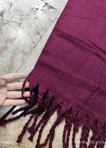 Bordo Atkı Püsküllü, - Görsel 4