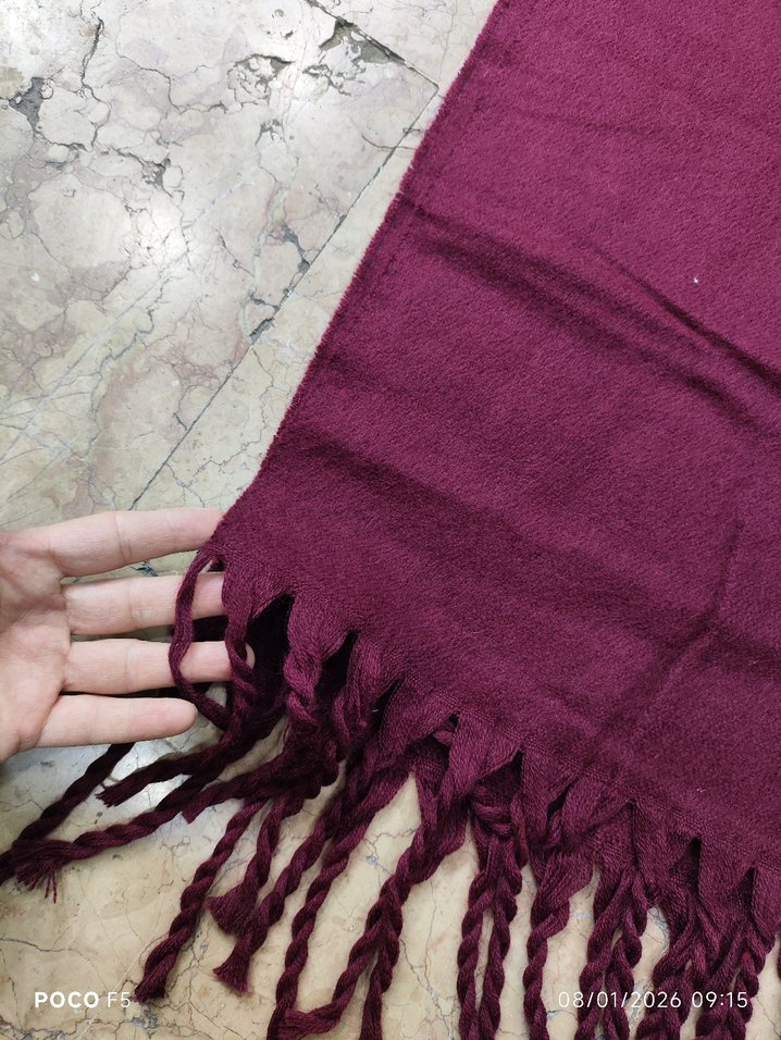 Bordo Atkı Püsküllü, - Görsel 4