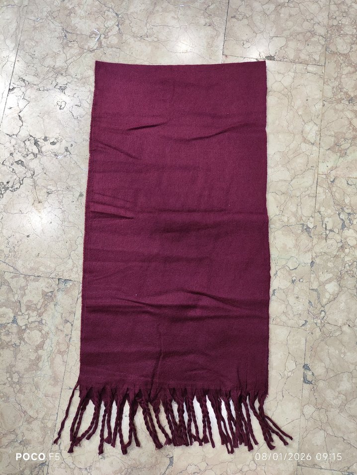 Bordo Atkı Püsküllü, - Görsel 2