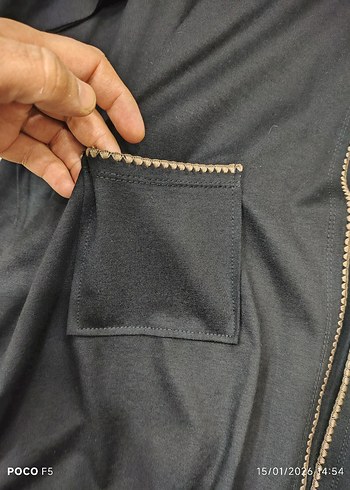 Zincir Detaylı Siyah Uzun Kollu Hırka 3XL - Görsel 2