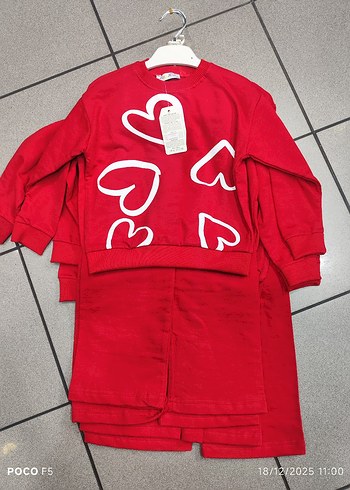 Kız Çocuk Kırmızı Uzun Kollu Baskılı Sweatshirt ikili takım 2-5 - Görsel 2