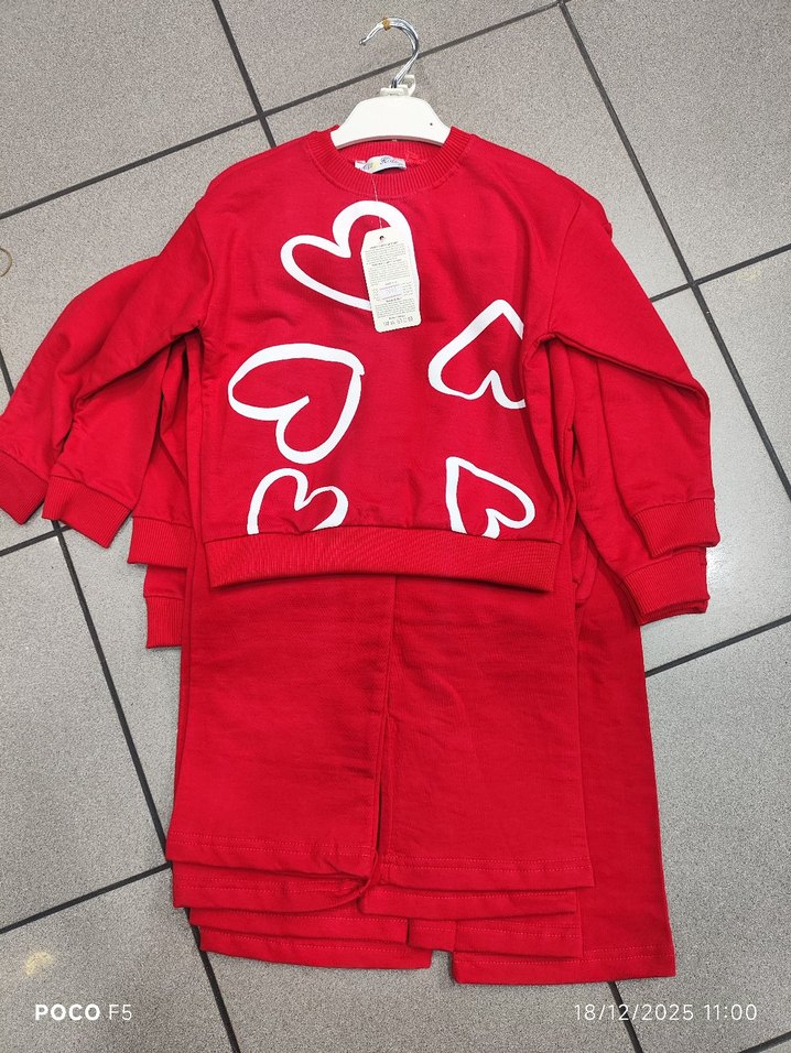 Kız Çocuk Kırmızı Uzun Kollu Baskılı Sweatshirt ikili takım 2-5 - Görsel 2