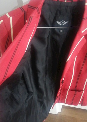 Düğmeli Kırmızı Çizgili Ceket - Görsel 2