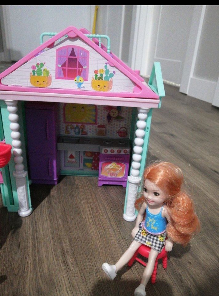 Pastel Pembe Oyuncak Bebek Evi Seti - Görsel 2