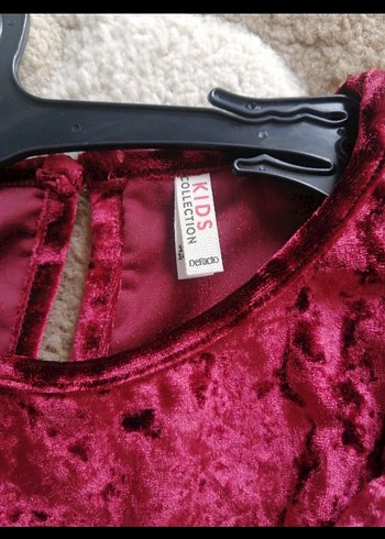 Bordo Kadife midi Elbise yuvarlak Yaka - Görsel 3