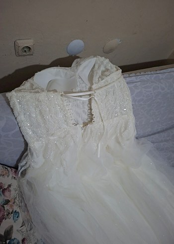 Straplez Bohem Uzun A-Line Gelinlik - Görsel 5