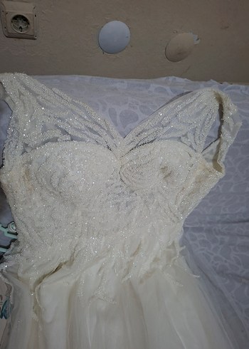 Straplez Bohem Uzun A-Line Gelinlik - Görsel 4