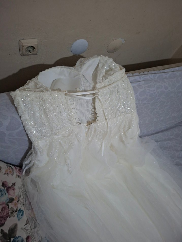 Straplez Bohem Uzun A-Line Gelinlik - Görsel 5