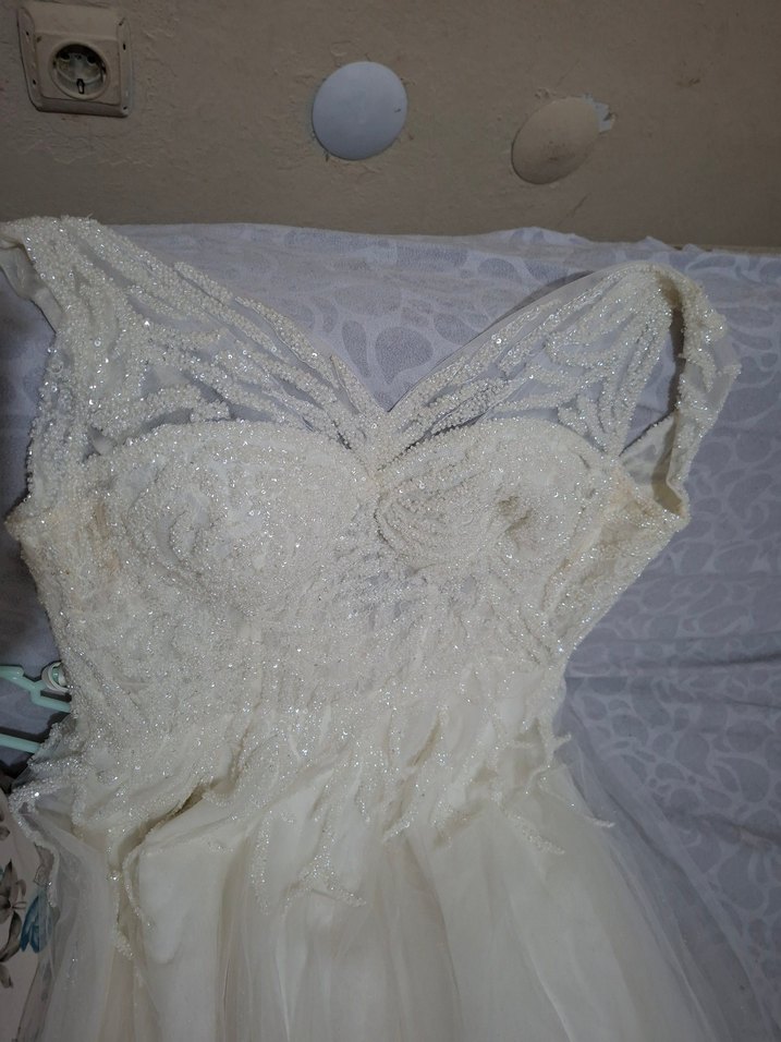 Straplez Bohem Uzun A-Line Gelinlik - Görsel 4