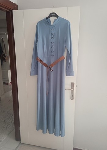 Kemerli Uzun Kollu Uzun Elbise - Görsel 3