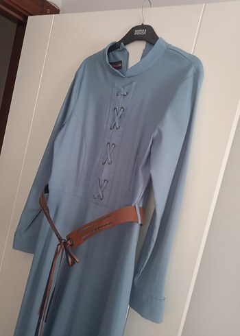 Kemerli Uzun Kollu Uzun Elbise - Görsel 2