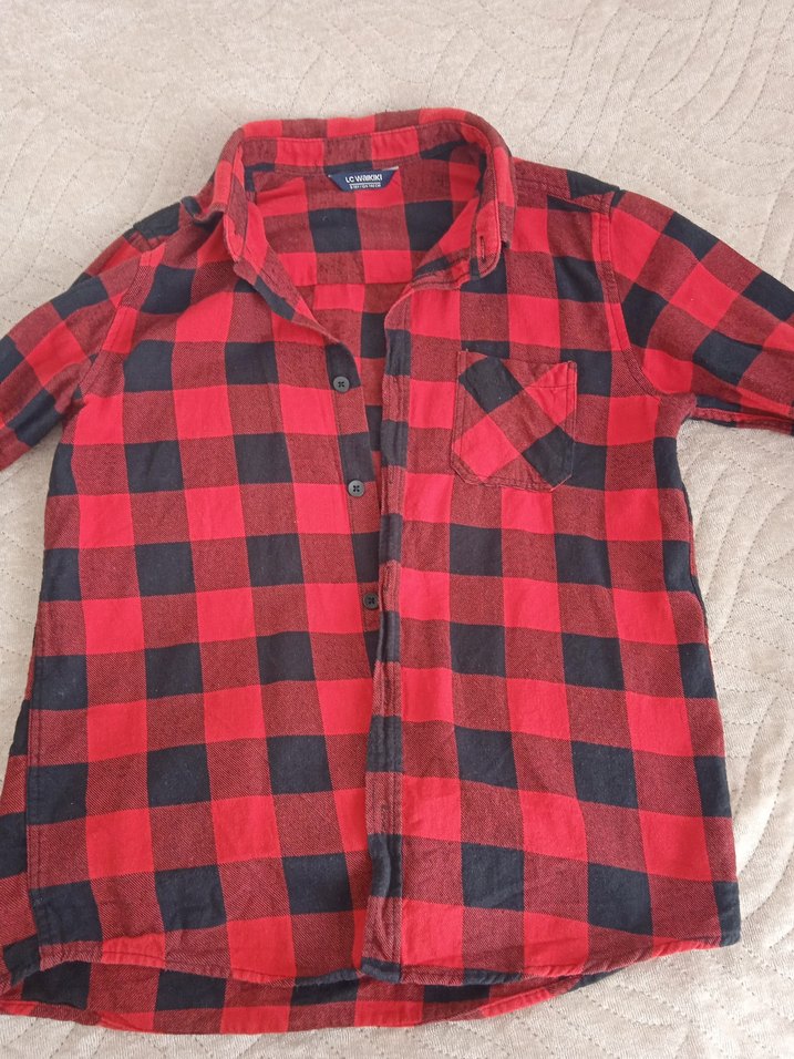 Kırmızı Ekose Uzun Kollu Erkek Çocuk Gömlek - Görsel 2