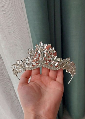 Beyaz Işıltılı Taşlı Gelin Tacı - Görsel 3