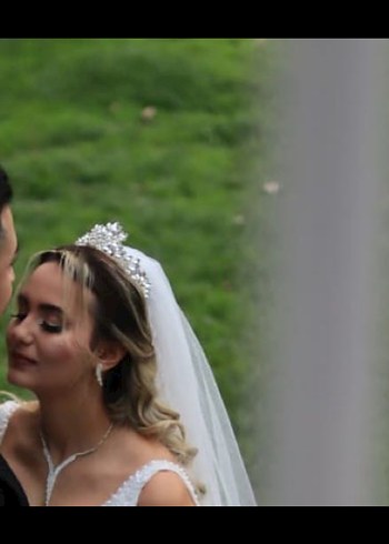 Beyaz Işıltılı Taşlı Gelin Tacı - Görsel 2