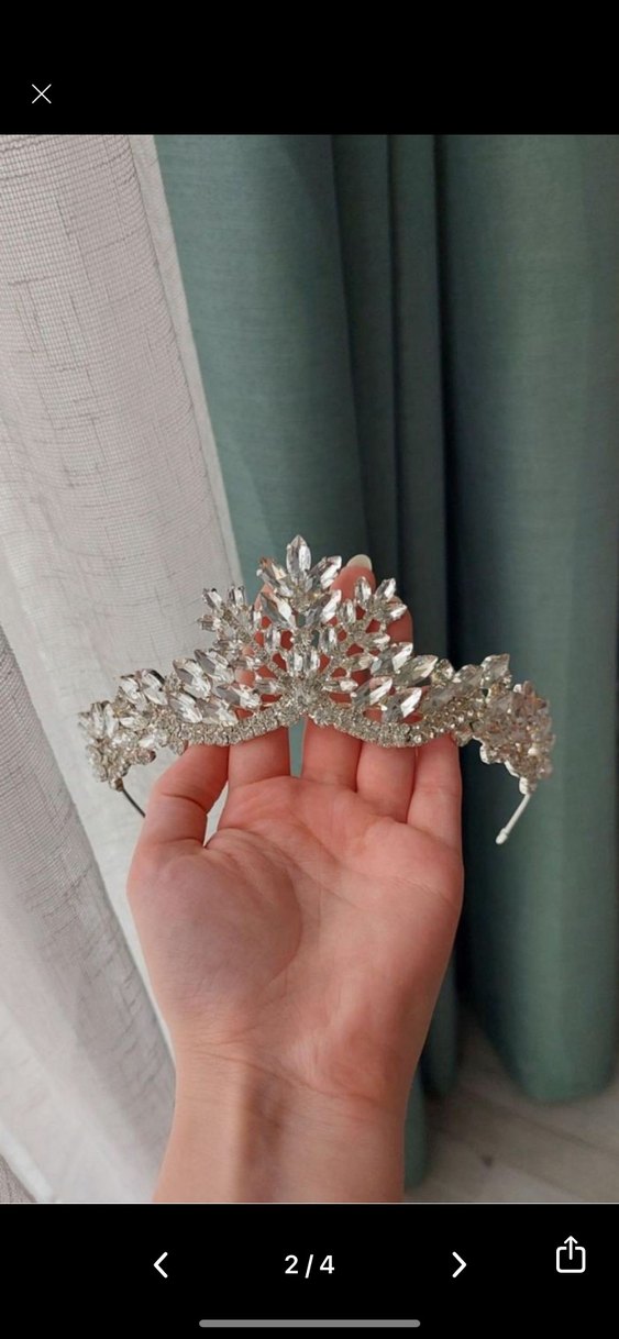 Beyaz Işıltılı Taşlı Gelin Tacı - Görsel 3