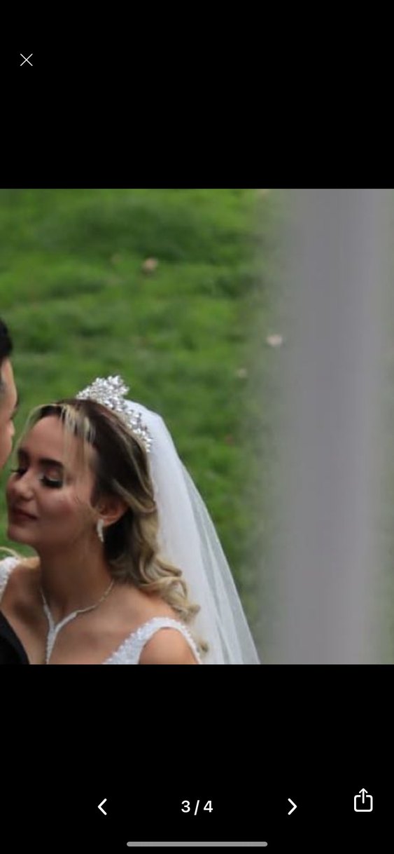 Beyaz Işıltılı Taşlı Gelin Tacı - Görsel 2