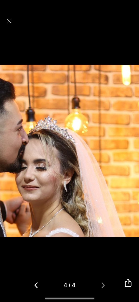 Beyaz Işıltılı Taşlı Gelin Tacı - Görsel 4