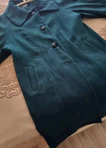 Petrol yeşil kışlık yarın kaban mont arika kumaş - Görsel 8