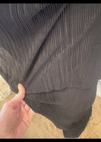 gri cizgili parlak gömlek önden düğmeli - Görsel 6