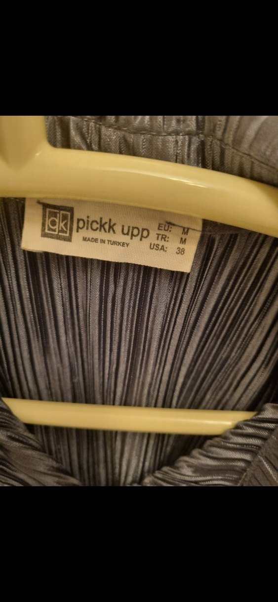 gri cizgili parlak gömlek önden düğmeli - Görsel 4