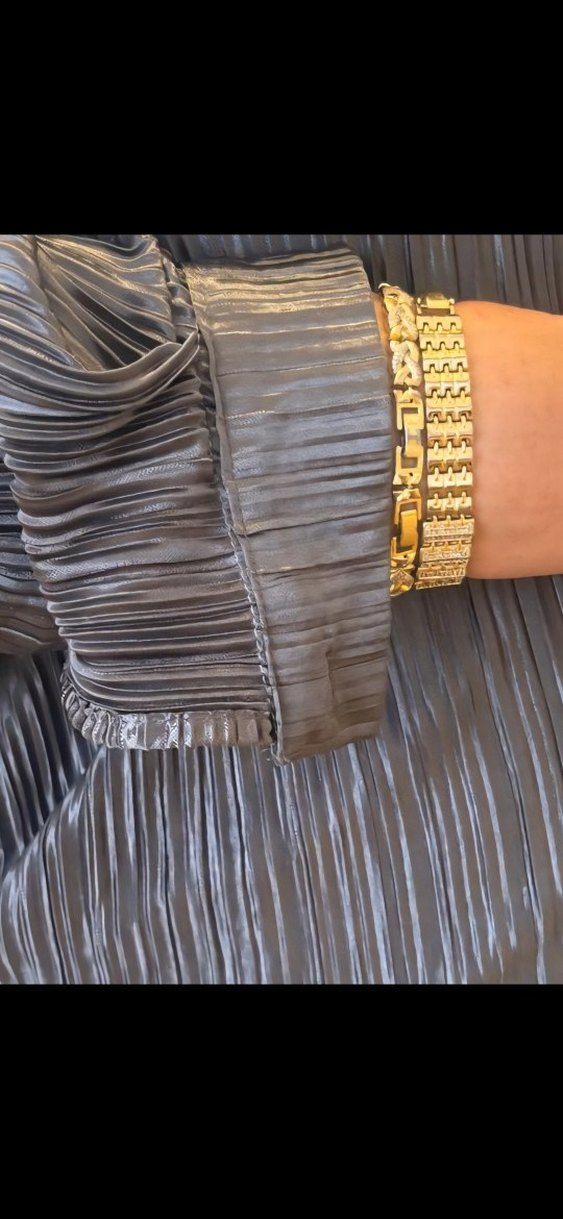 gri cizgili parlak gömlek önden düğmeli - Görsel 5