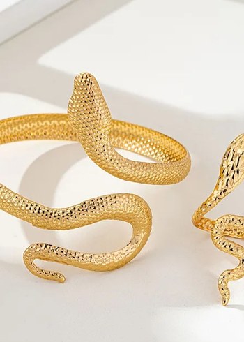 Altın Renkli Yılan Desenli Kadın El Zinciri - Görsel 2