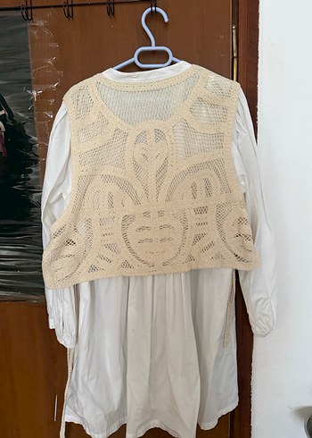 Bohem Tarzı Pamuklu V-Yaka Örgü Süveter - Görsel 3