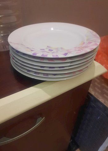 7 adet Çiçek Desenli Beyaz Yemek Tabağı - Görsel 2