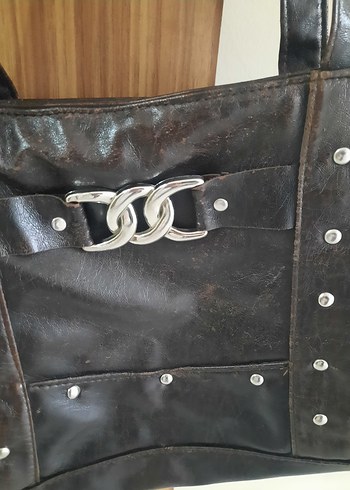 Kahverengi Deri Tokalı Vintage Kadın Çantası - Görsel 3